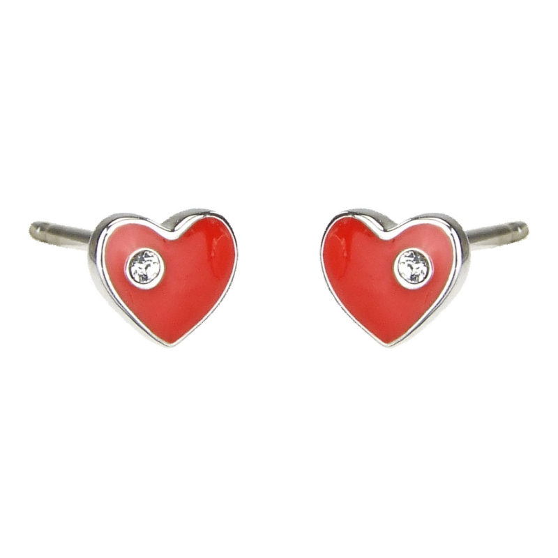 Traveller Ohrstecker - Mädchen - Herz Chou - Sterling Silber 925 - Rot - Kristalle - 545233