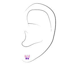 Traveller Earrings - Girls - Butterfly Fluture - Sterling Silver 925 - Pink & Purple