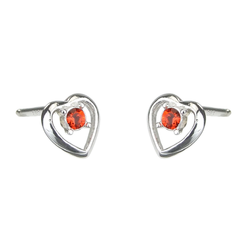 Traveller Earrings - Girls - Heart Dushi - Sterling Silver 925 - Crystal - Orange - 545241