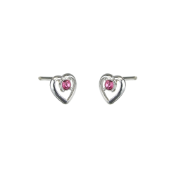 Traveller Ohrstecker - Mädchen - Herz Dushi - Sterling Silber 925 - Kristalle - Rosa - 545243
