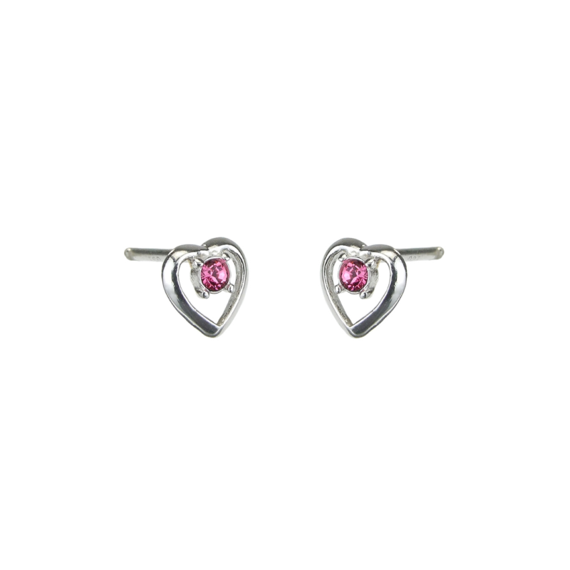 Traveller Kinderoorbellen - Meisjes Oorbellen - Hart Dushi - Sterling Zilver 925 - Kristal - Roze - 545243