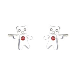 Traveller Ohrstecker - Mädchen / Junge - Bär Dani - Sterling Silber 925 - Swarovski Kristalle - Rot - 545221