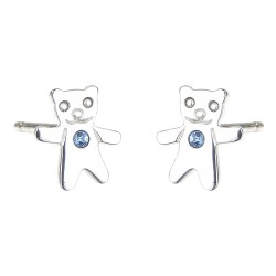 Traveller Ohrstecker - Mädchen / Junge - Bär Dani -  Sterling Silber 925 - Swarovski Kristalle - Blau - 545222