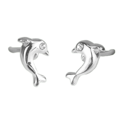 Traveller Ohrstecker - Mädchen - Delfin Iruka - Sterling Silber 925 - Kristalle