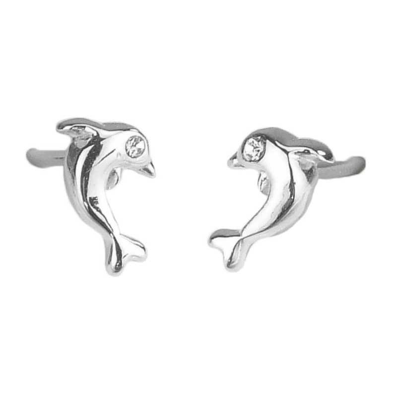 Traveller Ohrstecker - Mädchen - Delfin Iruka - Sterling Silber 925 - Kristalle - 545259