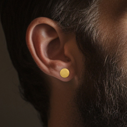 Traveller Stud Earrings - Stainless Steel - Gold Plated - Matt - Round - 8mm