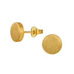 Traveller Stud Earrings - Stainless Steel - Gold Plated - Matt - Round - 8mm