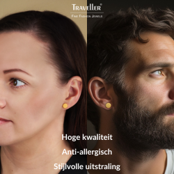 Traveller Oorstekers - Edelstaal - Verguld - Mat - Rond - 8mm - 181307 