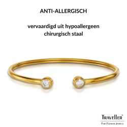 Traveller Bangle - Edelstaal - Verguld - Zirkonia - 6x5 cm - Flexibel - 181308 
