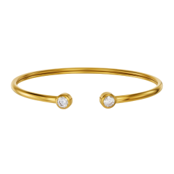 Traveller Bangle - Bracelet - Stainless Steel - Gold Plated - Zirconia - 6x5 cm - Flexible