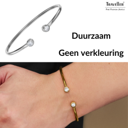 Traveller Bangle - Edelstaal - Zirkonia - 6x5 cm - Flexibel - 181309