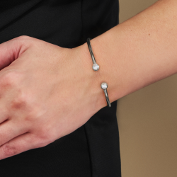 Traveller Bangle - Edelstaal - Zirkonia - 6x5 cm - Flexibel - 181309