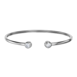 Traveller Bangle - Bracelet - Stainless Steel - Zirconia - 6x5 cm - Flexible - 181309
