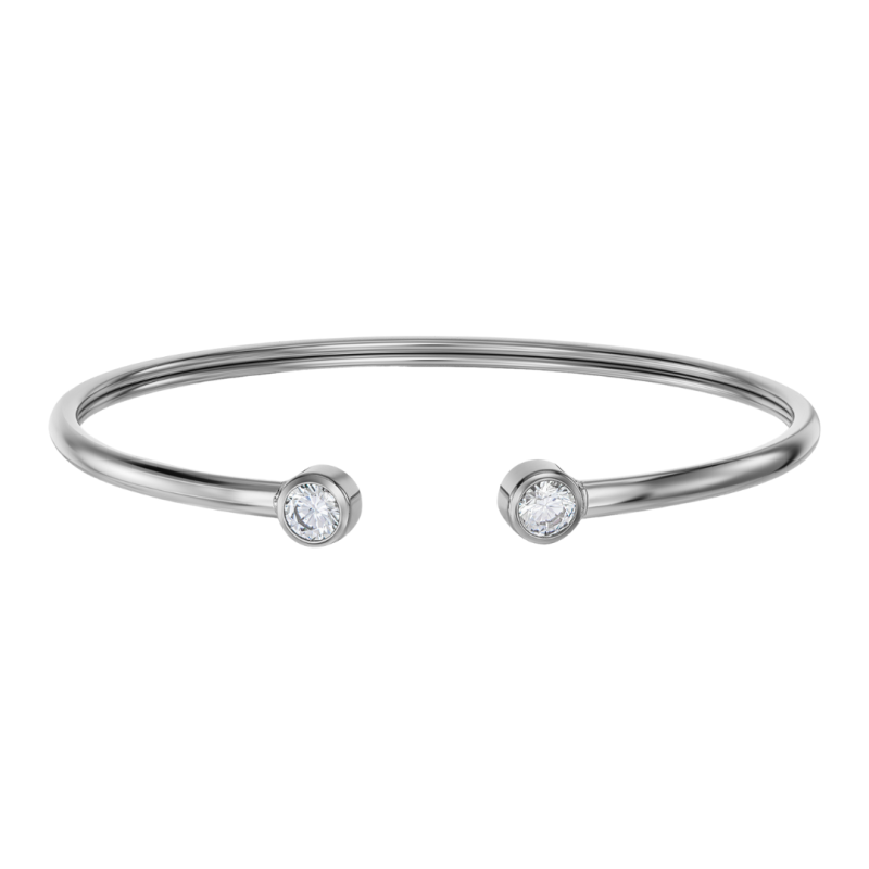 Traveller Bangle - Bracelet - Stainless Steel - Zirconia - 6x5 cm - Flexible - 181309