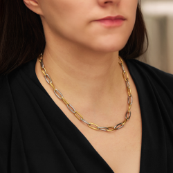 Traveller Ketting - Edelstaal - Bicolor - Zilverkleurig & Verguld - Schakels - 47cm - 181317