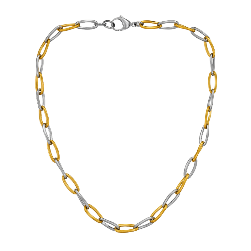 Traveller Ketting - Edelstaal - Bicolor - Zilverkleurig & Verguld - Schakels - 47cm - 181317