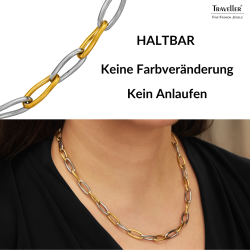 Traveller Collier - Edelstahl - Bicolor - Silberfarben & Vergoldet - Glieder - 47cm