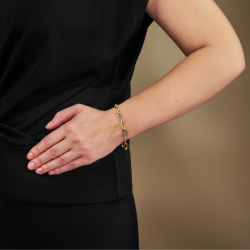 Traveller Armband Dames - Edelstaal - Bicolor - Zilverkleurig & Verguld - Schakels - 21cm - 181318