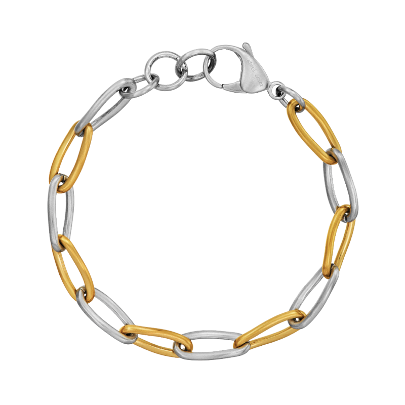 Traveller Armband - Edelstahl - Bicolor - Silberfarben & Vergoldet - Glieder - 21cm - 181318