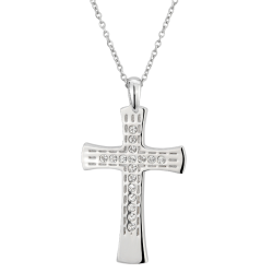 Traveller Kinderketting met Hanger - Kinderen - Meisjes/ Jongens Ketting - Kruis - Sterling Zilver 925 - Kristallen - 37cm