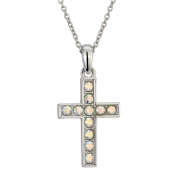 Traveller Pendant with Necklace - Children - Girls / Boys - Cross - Sterling Silver 925 - Crystals