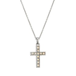 Traveller Pendant with Necklace - Children - Girls / Boys - Cross - Sterling Silver 925 - Crystals - 21x15mm - 41cm
