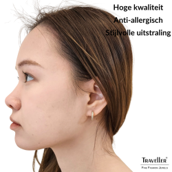 Traveller Oorringen - Edelstaal - Verguld - Zirkonia - 14 mm - 166313