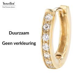 Traveller Oorringen - Edelstaal - Verguld - Zirkonia - 14 mm