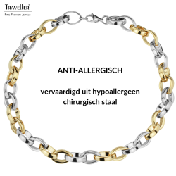 Traveller Dames Ketting - Edelstaal - Bicolor - Schakels - 52 cm