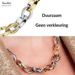 Traveller Dames Ketting - Edelstaal - Bicolor - Schakels - 52 cm
