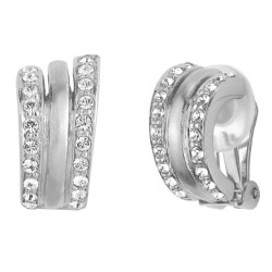 Traveller Ohrclip - Silberfarben - Kristalle - Platiniert - 16x10mm