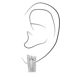 Traveller Clip Oorbellen - Zilverkleurig - Kristallen - Geplatineerd - 16x10mm