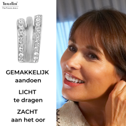 Traveller Clip Oorbellen - Zilverkleurig - Kristallen - Geplatineerd - 16x10mm
