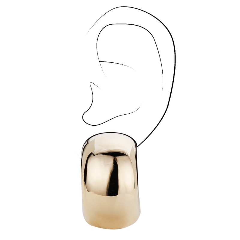 Traveller Clip-on Earrings - Gold coloured - Half Hoops - Large - 22ct Gold Plated - 34x20 mm