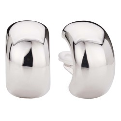 Traveller Clip Oorbellen - Zilverkleurig - Halfrond - Groot - Geplatinieerd - 34x20 mm