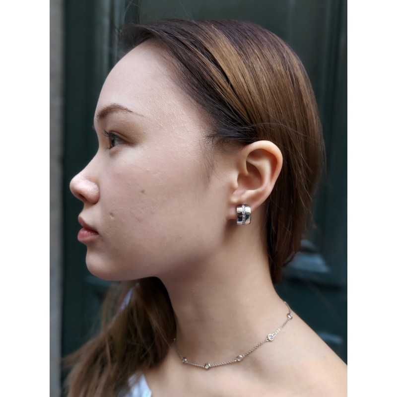 Traveller Oorbellen zonder Gaatjes - Geplatineerd - Preciosa Kristallen - Zilverkleurig - 16x10 mm