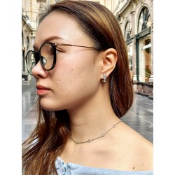 Traveller Ohrclips - Platiniert - Preciosa Kristalle - Silberfarbe - 14x6 mm