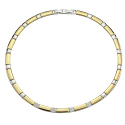 Traveller Collier - Edelstahl - Bicolor - Zirkonia
