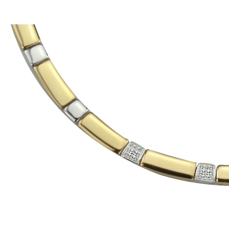 Traveller Dames Ketting - Edelstaal - Bicolor - Zirkonia