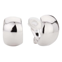 Traveller Clip-on Earrings - Silver Coloured - 20x14 mm - Platinum Plated - Half Hoops