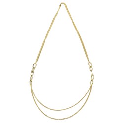 Traveller Collier - Edelstahl - Vergoldet - 90 + 5 cm Lang - 7 mm Breit - Doppelkette
