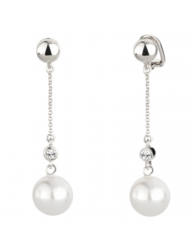 Traveller clip earring - hanging - white pearl - platinum plated - 114140