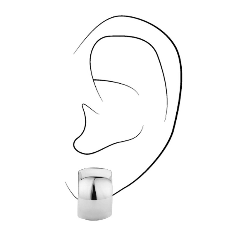 Traveller Clip-n Earrings - Silver Coloured - Shiny - Half Hoops - Platinum Plated - 18 mm