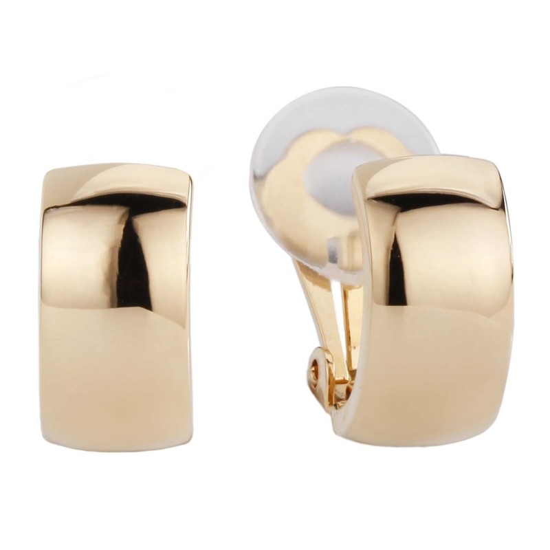 Traveller Clip-on Earrings - 22ct Gold plated - Half Hoops - Gold-coloured - 16x8 mm - 138020