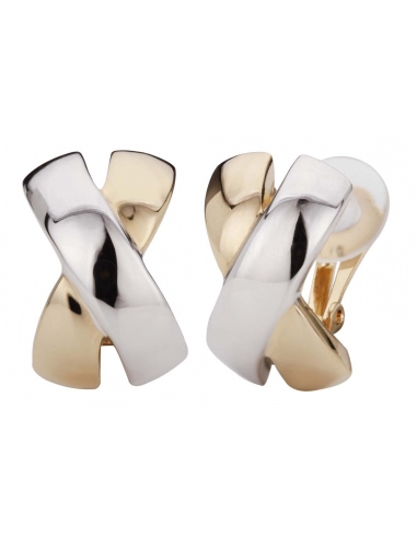 Traveller Clip Earrings 2-tone X-shape - 138057