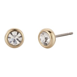 Traveller Earrings - 22ct Gold Plated - Crystals - Circle - Ø 6mm