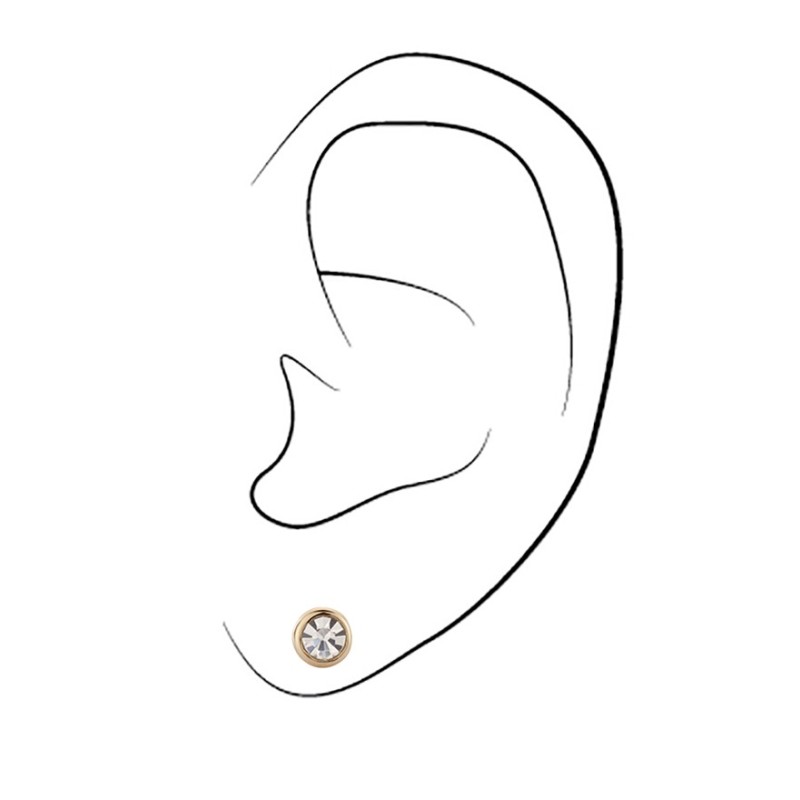 Traveller Earrings - 22ct Gold Plated - Crystals - Circle - Ø 6mm - 145080