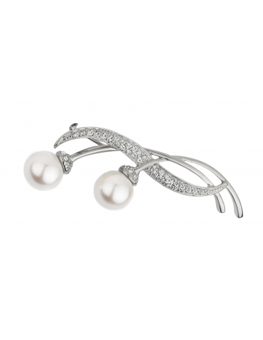 Traveller Brooch with Mallorca pearls Platinum plated - 145511