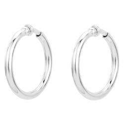 Traveller Ohrclips - Creolen - Platiniert - Silberfarbe - 33 mm