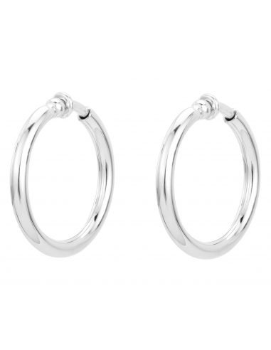 Traveller Clip-on Earrings - Hoop - Platinum plated - Silver-coloured - 33 mm - 155051
